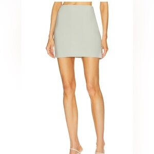 Norma Kamali Side Slit Mini Skirt in Dried Sage Size Large/36